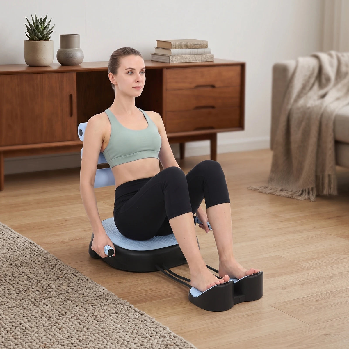 Multifunctional Sit Up Trainer With Abdominal Support And Pull Ropes
