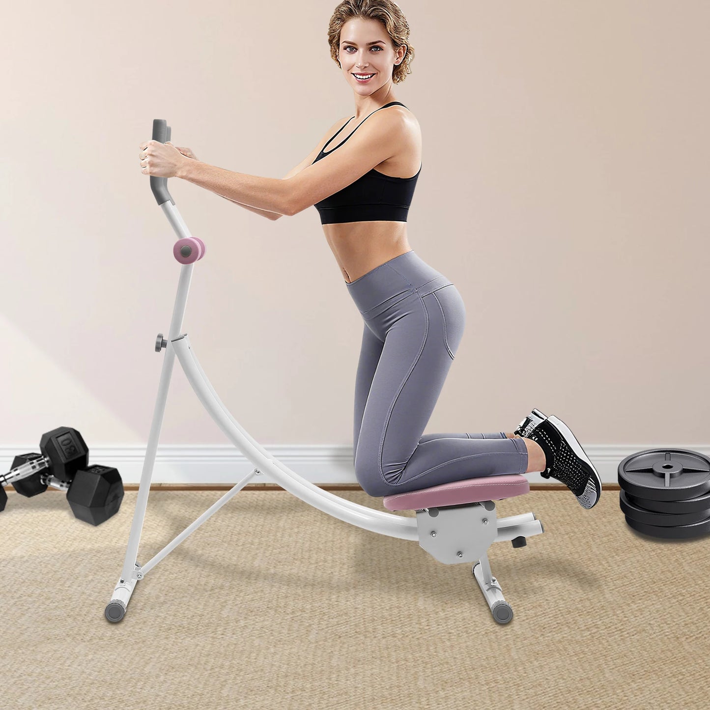 Ab Machine Abdominal Workout Machine Foldable Waist Cruncher Core Toner