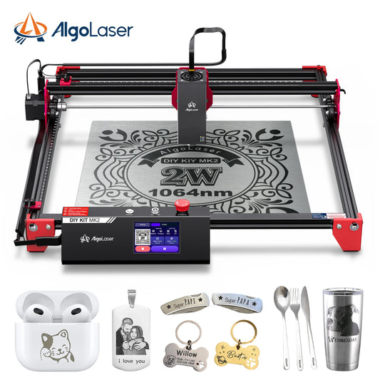 AlgoLaser DIY KIT MK2 10W Diode & 2W IR Dual Laser Engraver, Built-in 3.5" Touch Screen, 12000mm/m,  Metal Engraver On-Site & Small-Batch Ready Metal Laser Engraver