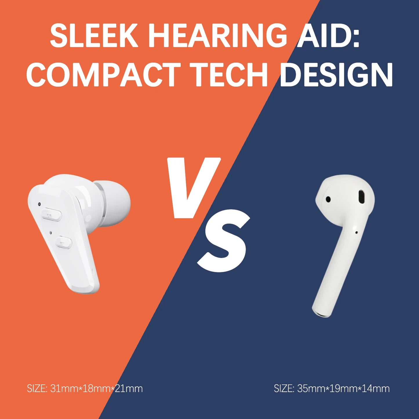 JINGHAO 1 Pair Rechargeable Hearing Aids Auto On/Off with Fast Charging 16Hours Working Time Fashion Design