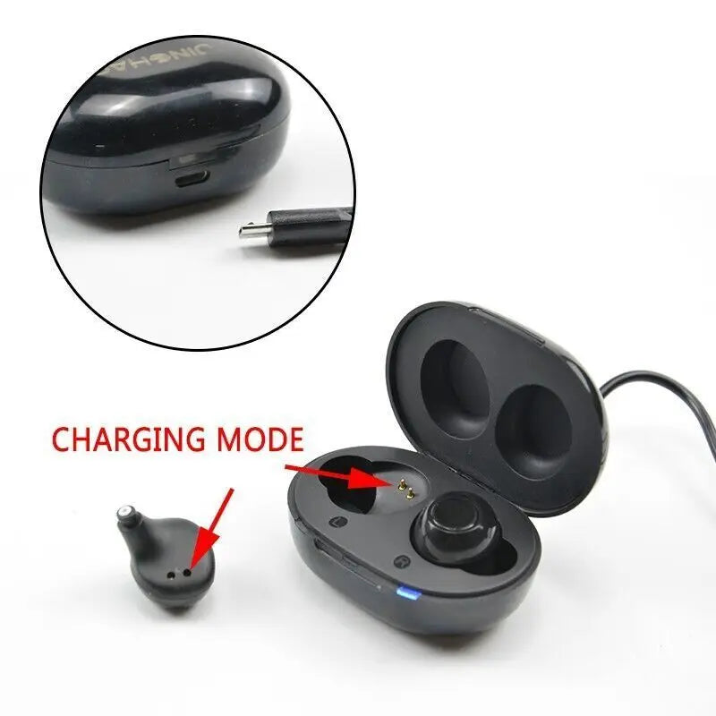JINGHAO Hearing Aid Invisible Digital In-Ear Enhancer Sound Voice Amplifier Rechargeable