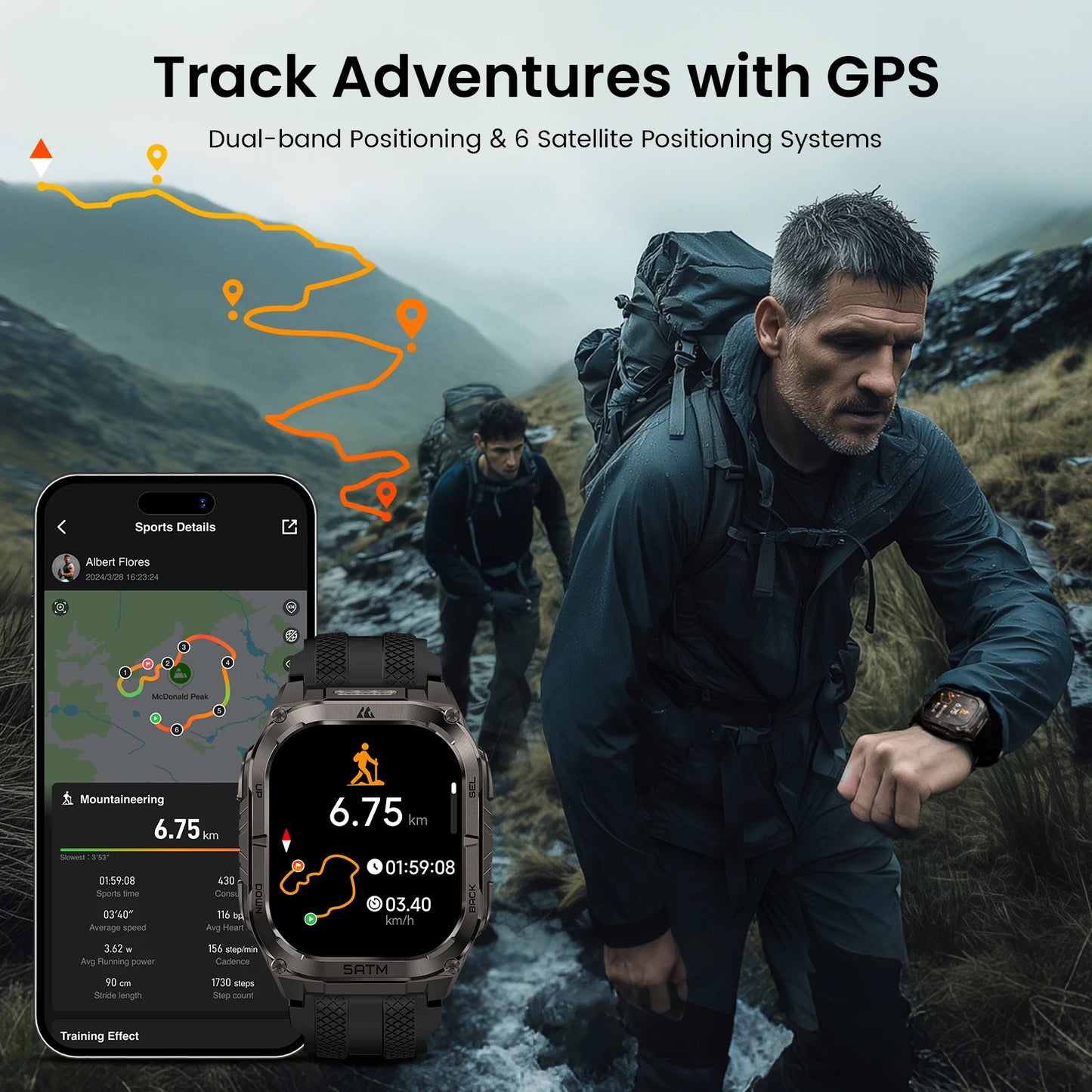 KOSPET Tank M4C Rugged Smartwatch For Men With GPS 5ATM