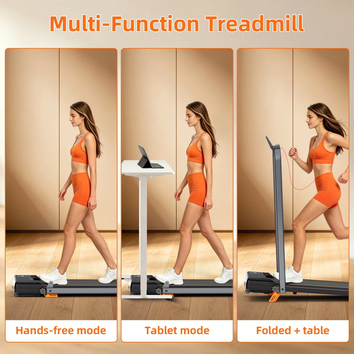 Foldable Electric Home Treadmill With Adjustable Incline For Walking Running
