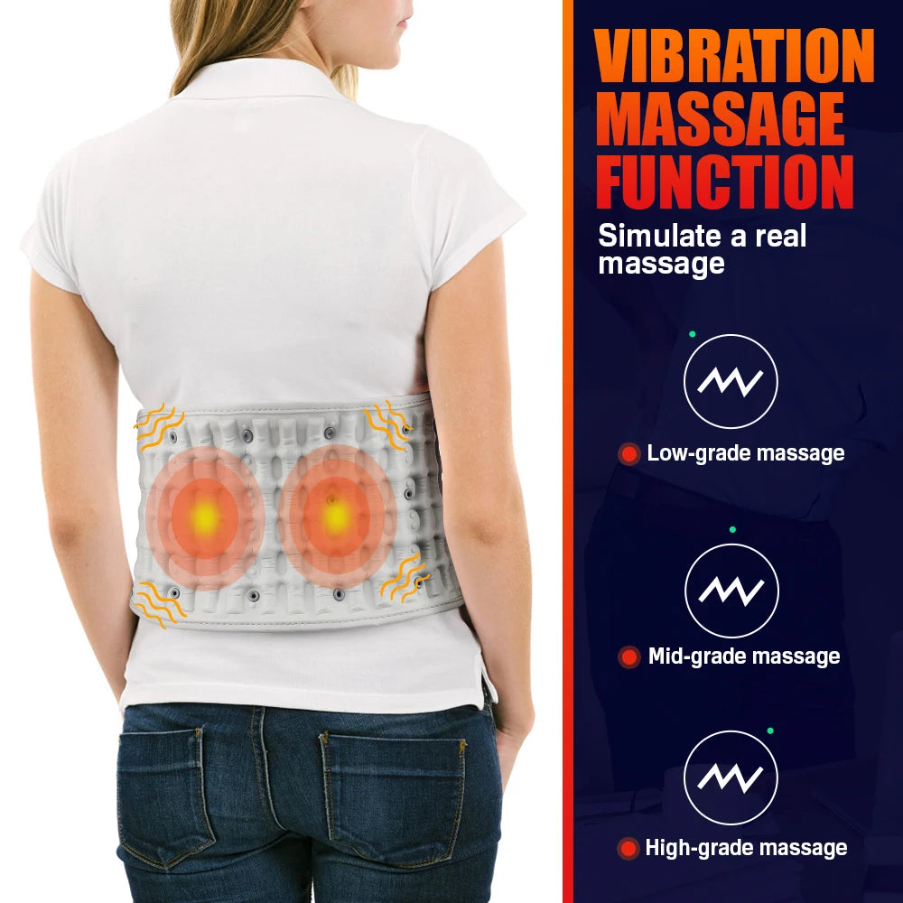 Electric Lumbar Traction Device Heating Airbag Inflatable Decompression Back Belt Hot Compress Massage Waist Support Belt