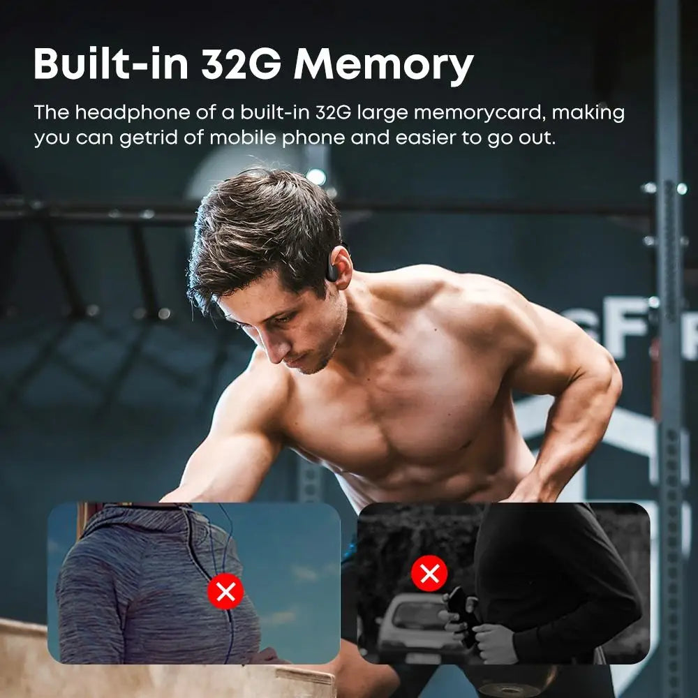 Bone Conduction Bluetooth Headphones IPX8 Waterproof With 32G TF Card