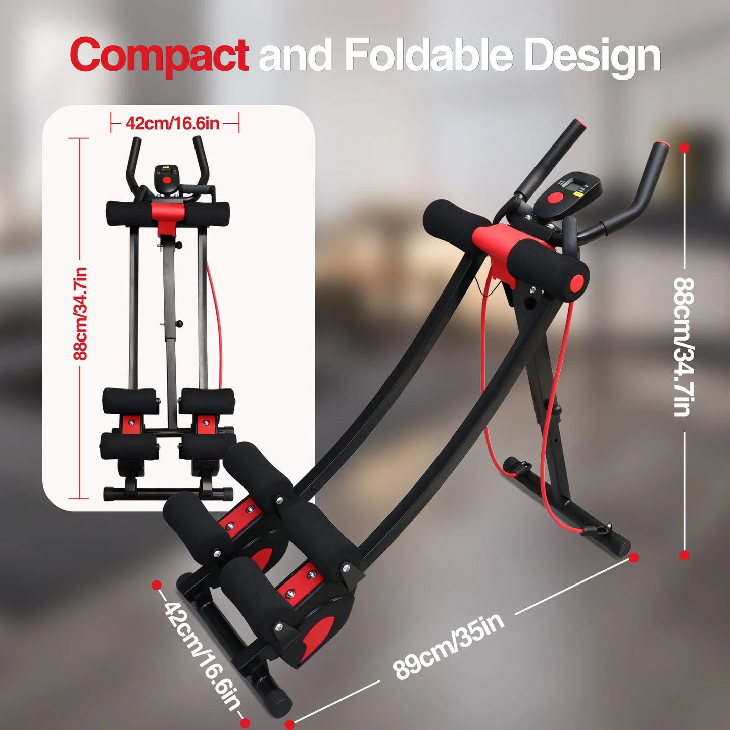 Abdominal Curling Exercise Machine Adjustable Dual Track Core Trainer Foldable