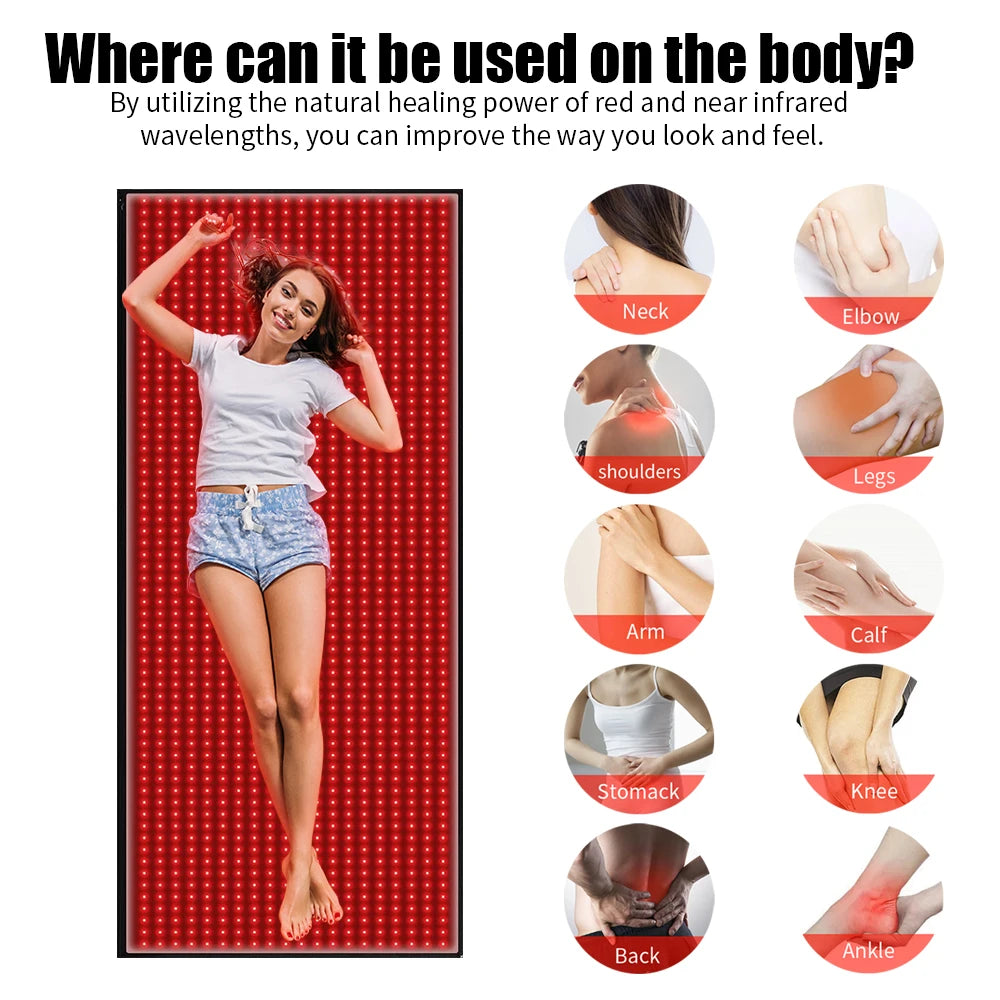 Full Body Red Light Mat 71x31inch Large Infrared LEDs Blanket