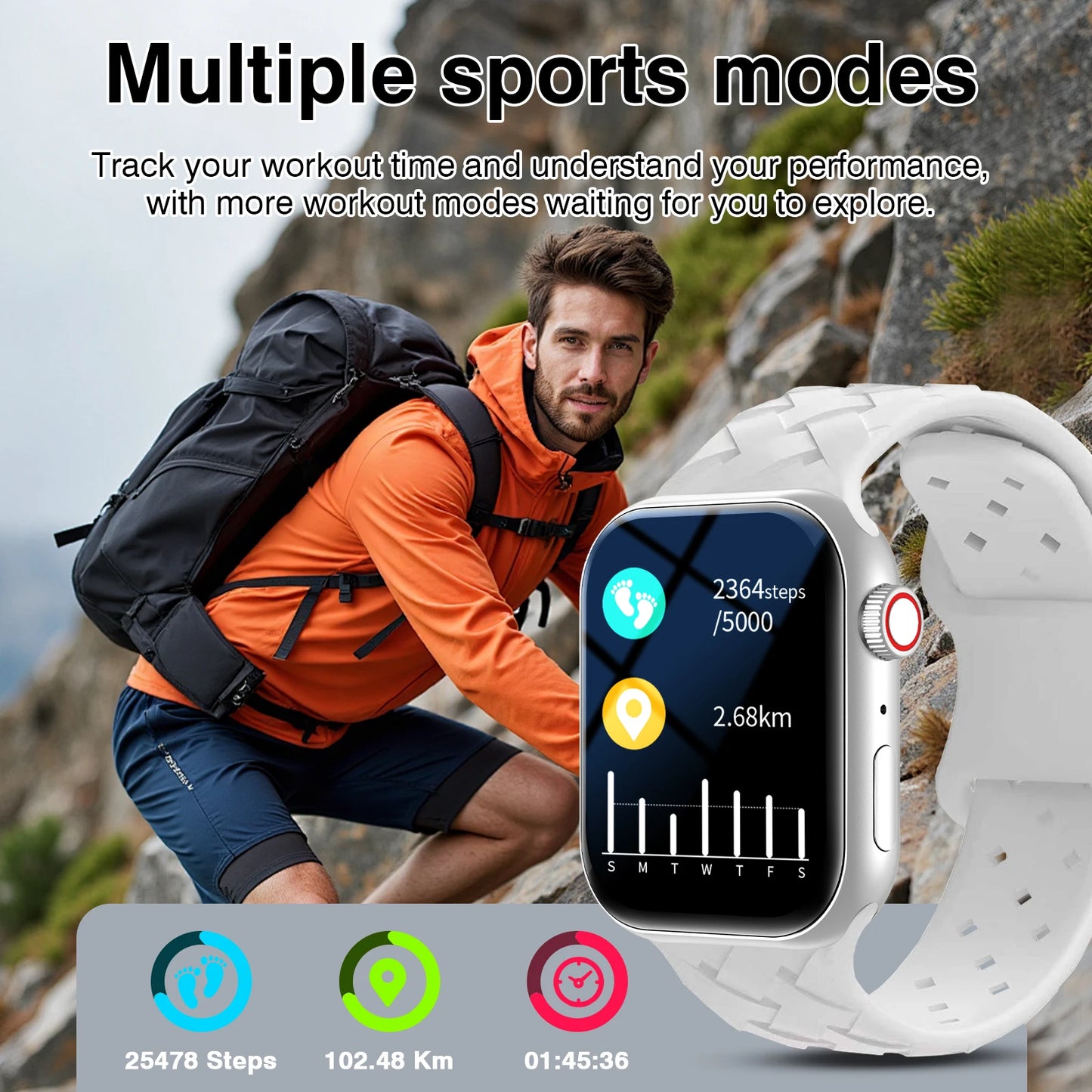 New Smart Watch for Men & Women - Wireless Call Watch,Sedentary Reminder, Calculator, Alarm Clock, Multiple Sports Modes, High Appearance Level Sports Watch, Suitable for Casual Daily Wear,For Android and IPhone