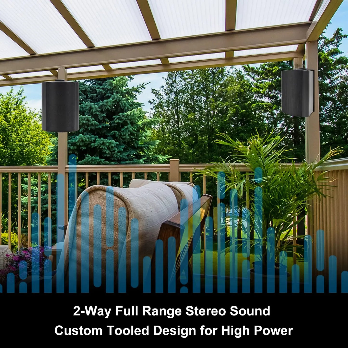 Herdio Outdoor Speaker Passive 400W Wireless Stereo Subwoofer For Home Theater
