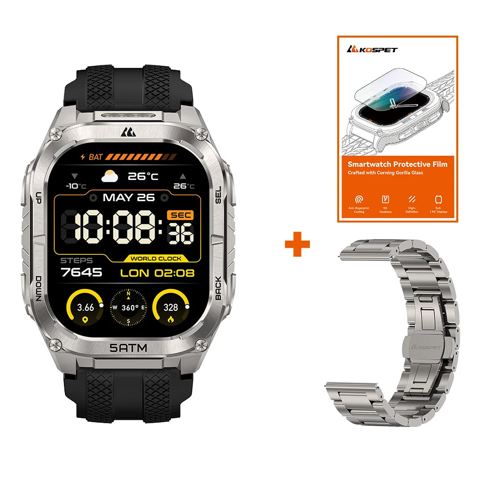 KOSPET Tank M4C Rugged Smartwatch GPS Flashlight 5ATM Waterproof