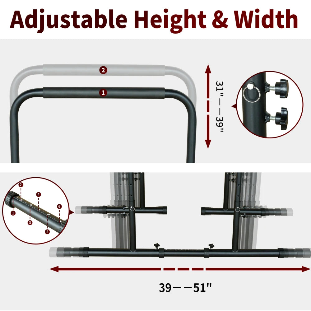 Adjustable Power Tower Dip Station with Detachable Folding Bench