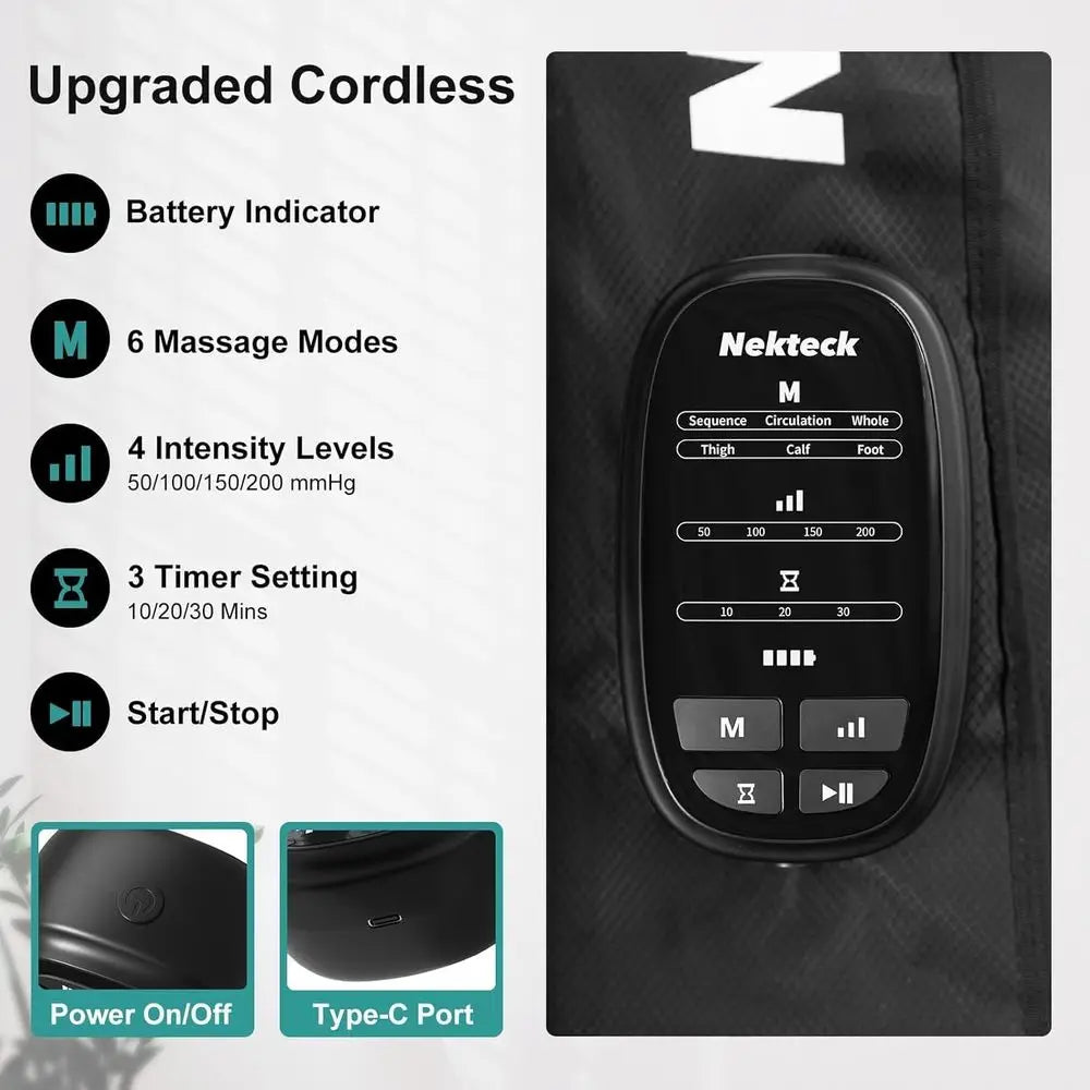 Rechargeable Compression Boots for Leg Recovery with 6 Modes and 4 Intensities