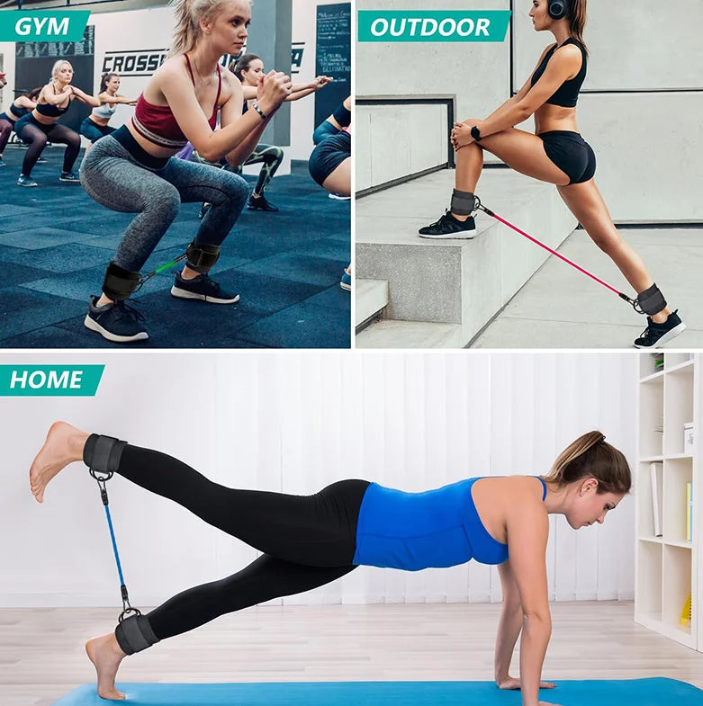 Elastic Ankle Resistance Band Set For Leg And Glute Workouts