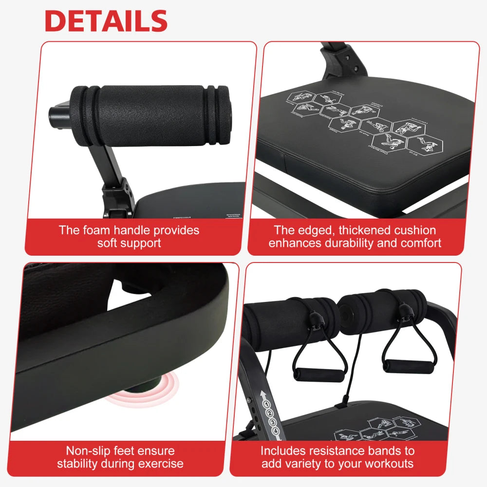 Core Trainer Abdominal Machine With Resistance Bands for Home Gym
