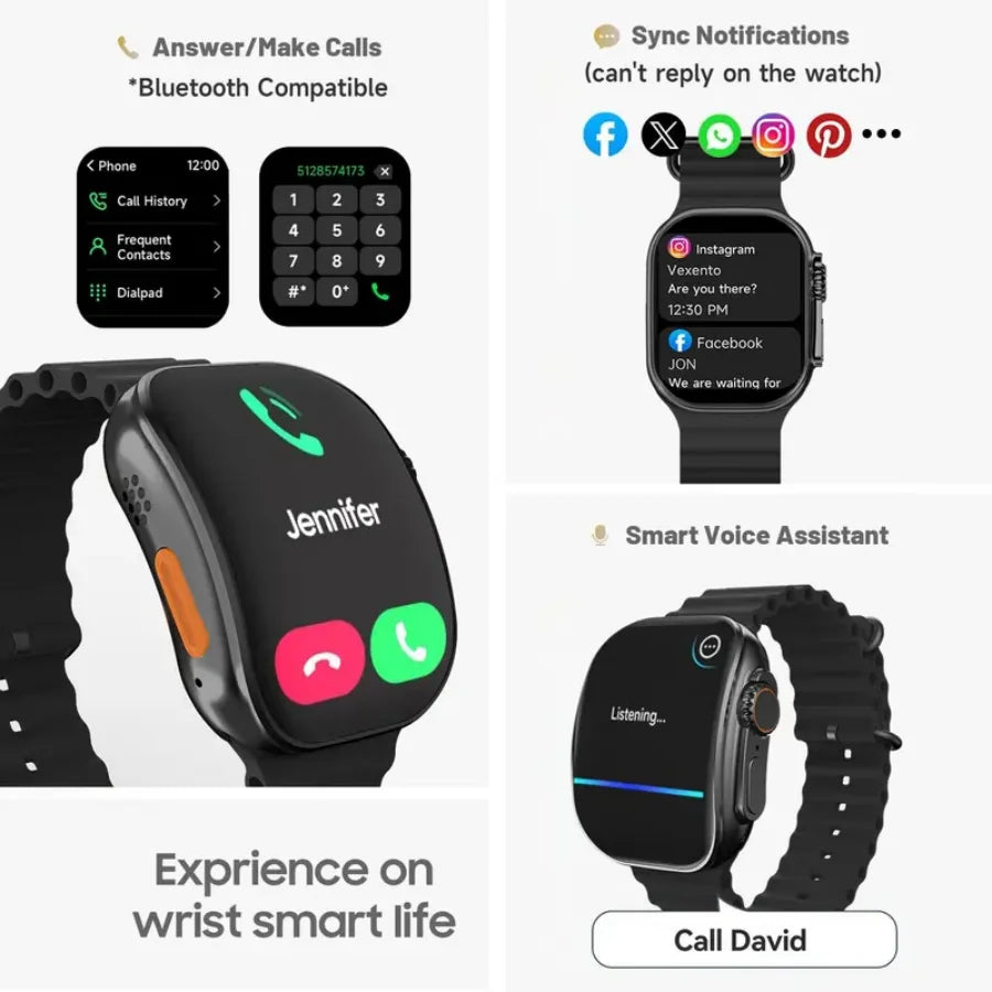 Smart Watch for Men Women, 2026 New Smartwatch(Answer/Make Call), IP67 Waterproof, 2.02"HD Fitness Watch wit 100+ Sport Modes, Fitness Tracker Watch with Calls/Messages/Notifications, with 7 Watch Bands