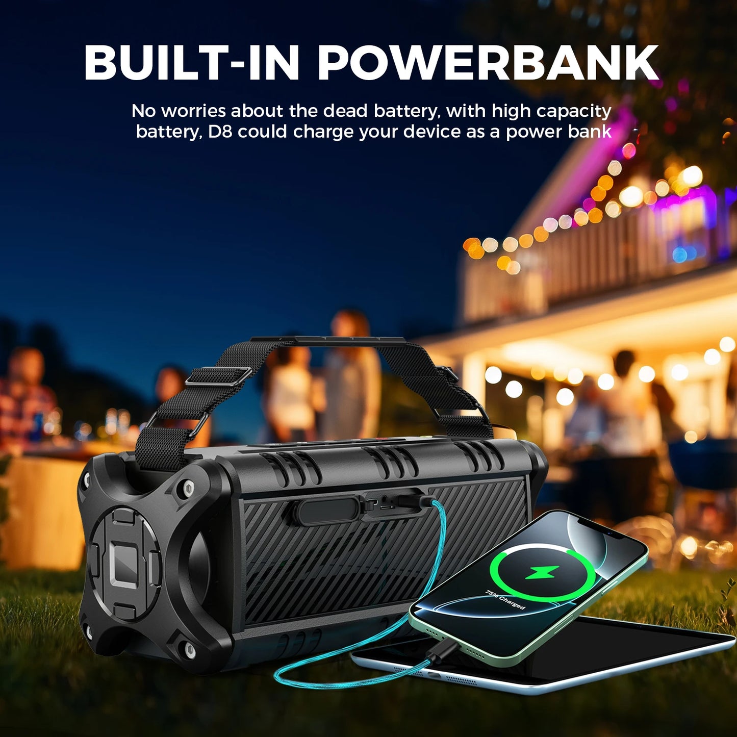 W King D8 Bluetooth Speaker 50W RMS IPX6