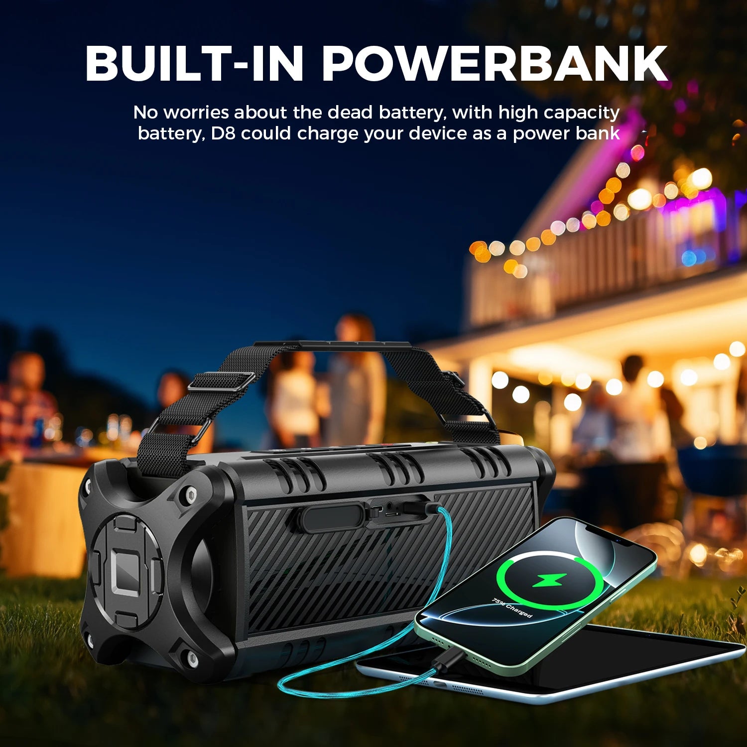 W King D8 Bluetooth Speaker 50W RMS IPX6