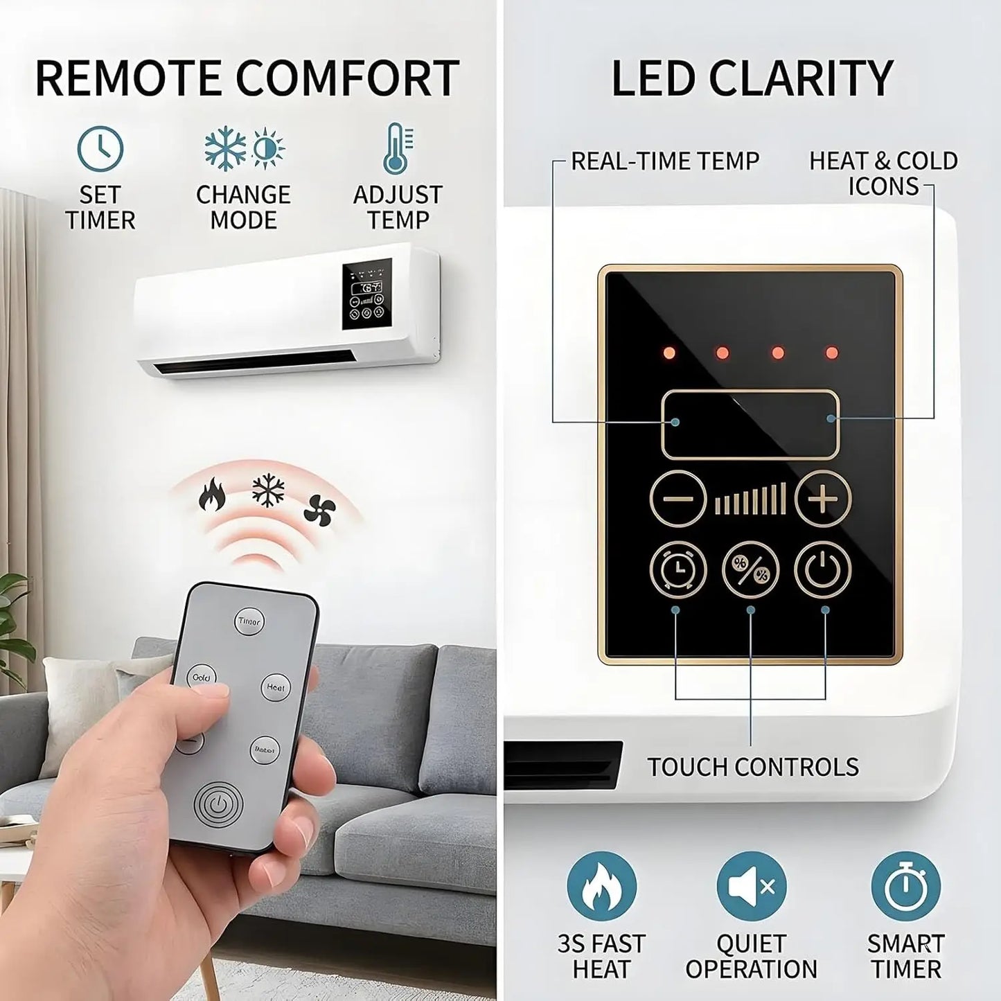 Portable Wall-Mounted Air Conditioner Fan Heating Cooling