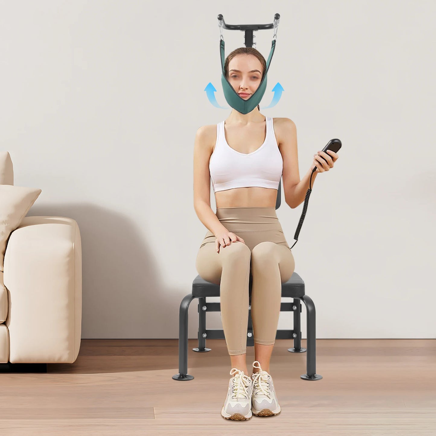 Electric Cervical Traction Device Neck Stretcher with Remote Control 6000N 20cm Lifting Distance for Home Rehabilitation Centers