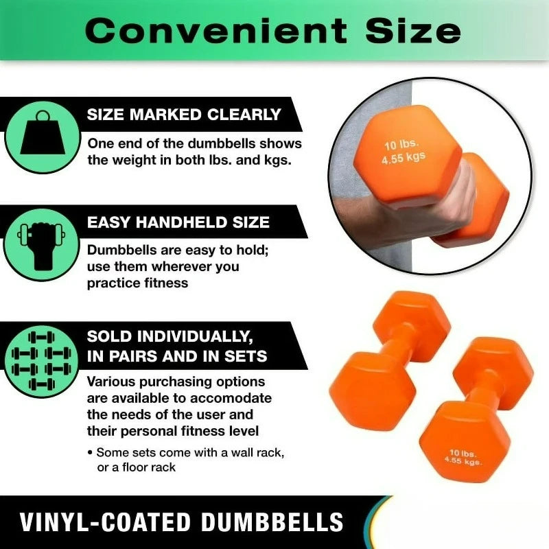 Vinyl Coated Cast Iron Dumbbell for Strength Training Upper Body Workouts