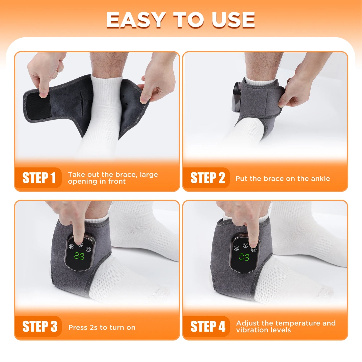 Heating Ankle Massage Belt Electric Hot Compress Vibration Massage Foot Ankle Guard Band Support Brace