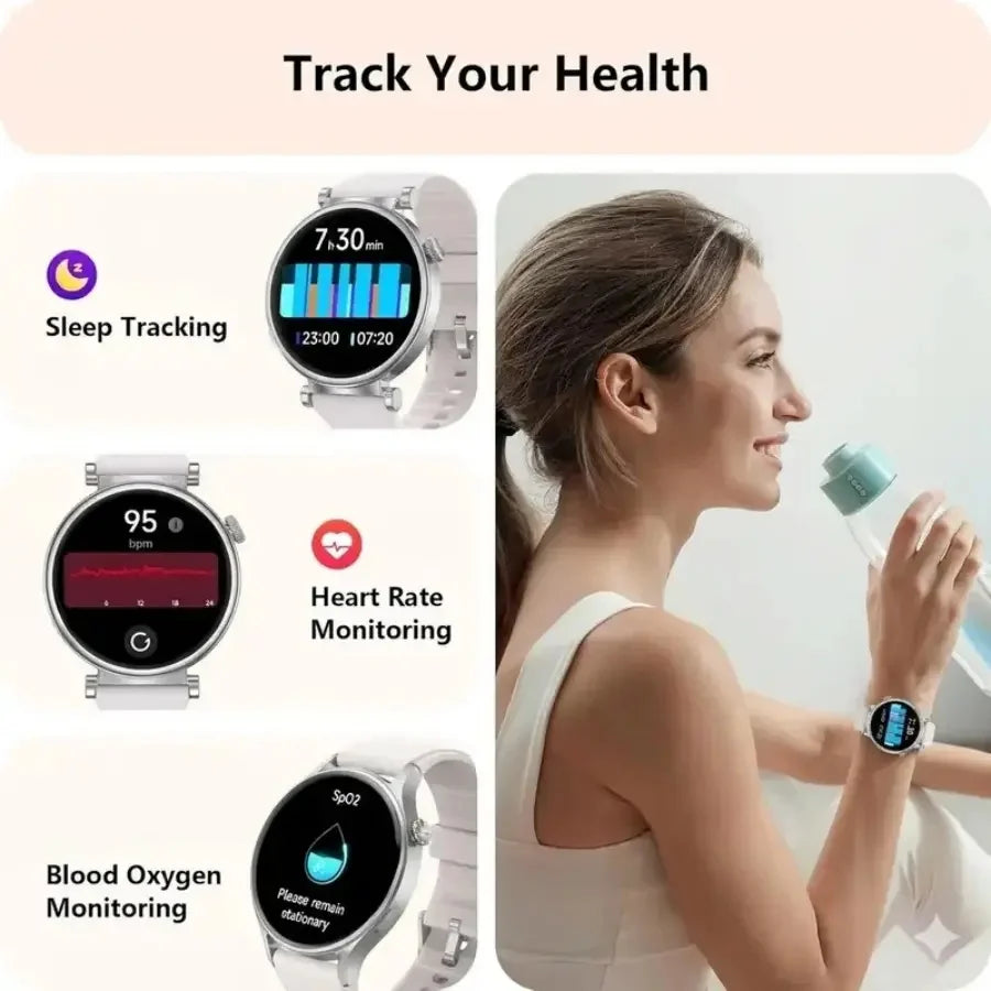 Smart Watch for Women, Fitness Tracker & Activity Tracker with Bluetooth Calls (Answer/Make), 1.8" HD/AMOLED Smartwatch for iOS/Android, 100+ Sport Modes, IP67 Waterproof, Heart Rate/SpO2/Sleep Monitor, 7 Bands