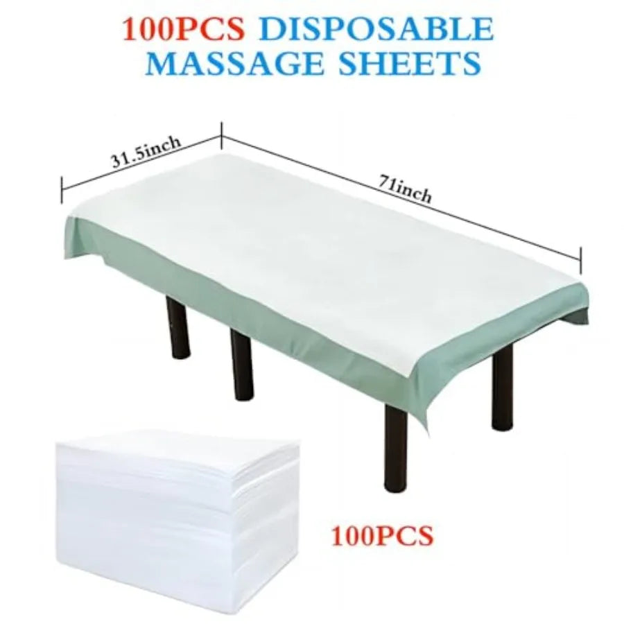 100Pcs Disposable Massage Table Sheets 31.5" x 71" n-Woven Fabric Bed Covers for Ultimate Hygiene and Comfort in Massage, Tatto