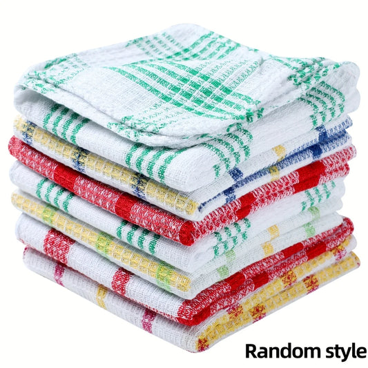 Plaid Kitchen Towels Double-Sided Absorbent Dish Cloths