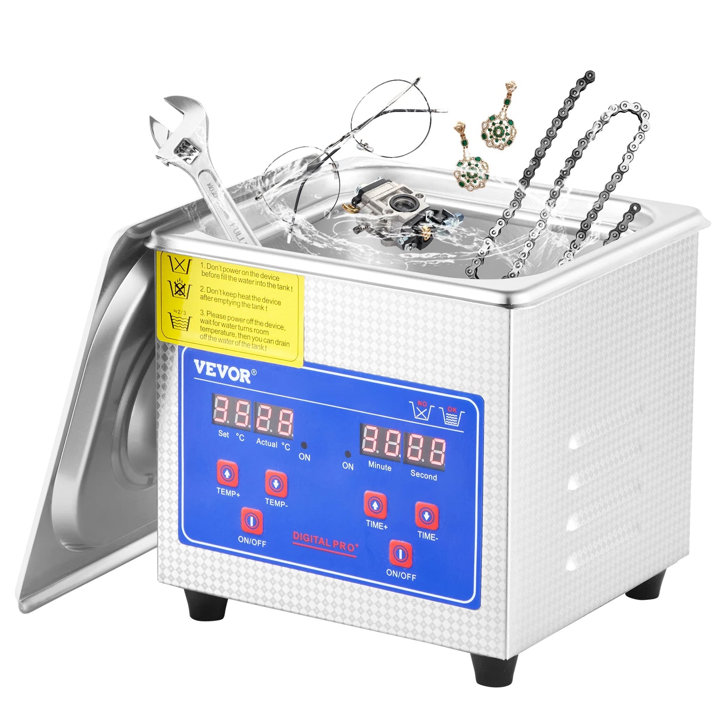 SucceBuy 1.3L Ultrasonic Cleaner Lave-Dishes Portable Washing Machine w/ Digital Timer Ultrasound Home Jewelry Clean Appliances
