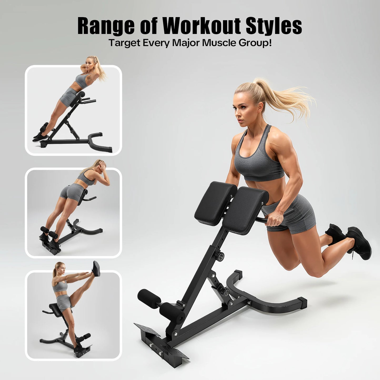 Back Extension Roman Chair With Foldable Steel Frame 5 Angles 150kg Capacity