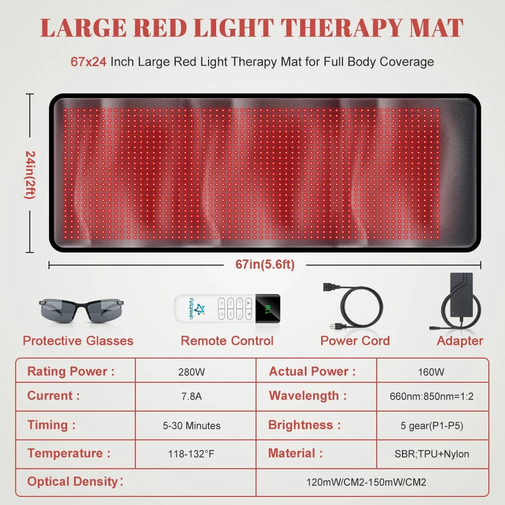 Astarexin Infrared Light Therapy Mat 1440 LEDs 660nm 850nm