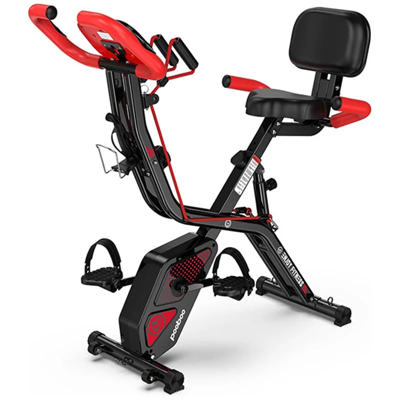 Pooboo Foldable Magnetic Upright Exercise Bike for Home Workouts