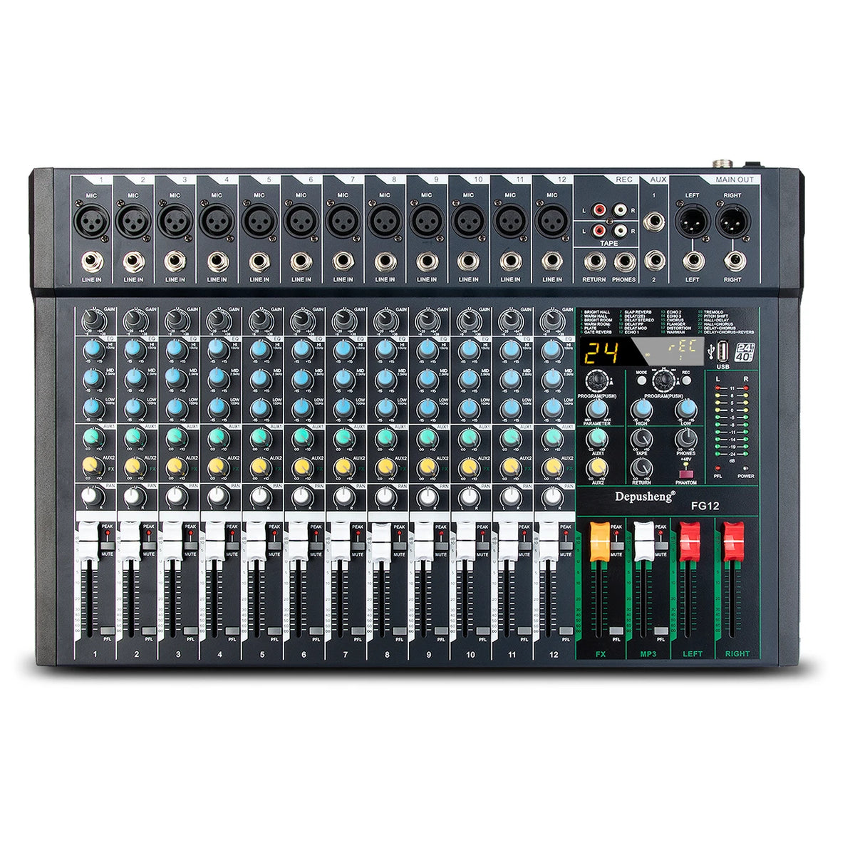 Audio Mixer Console 8/12 Channel DJ, Music Karaoke Professional Audio Mixer Stereo