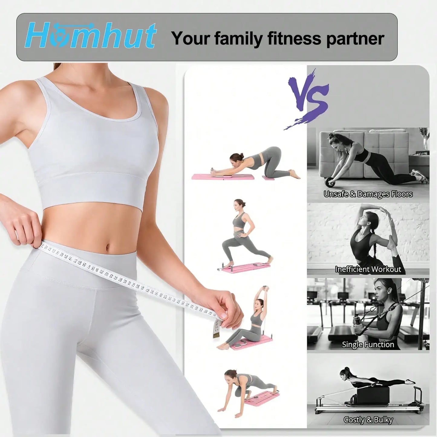 4 In 1 Foldable Ab Workout Board With Resistance Bands For Core
