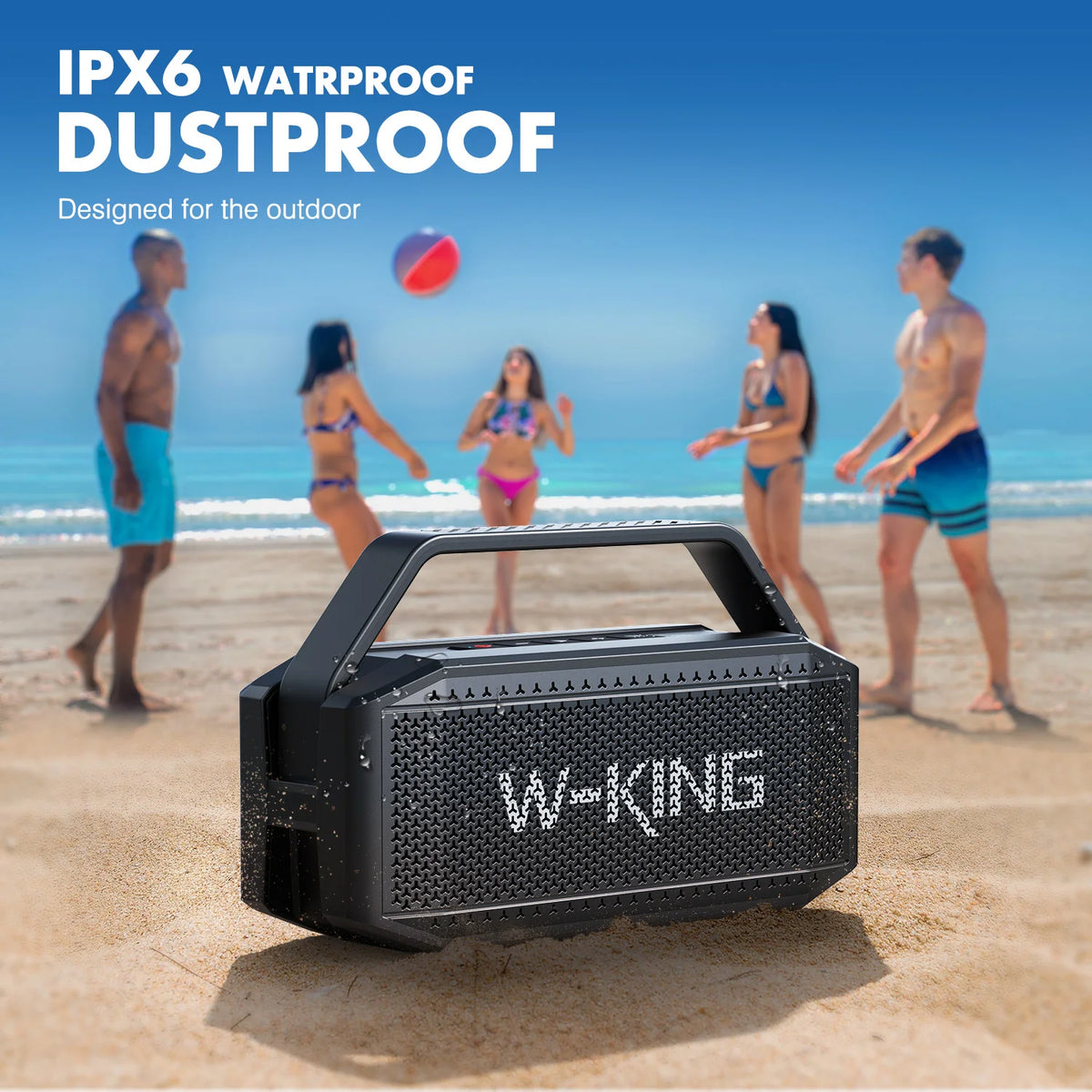 W-KING D9-1 Deep Bass Bluetooth Speaker, IPX6 Portable Waterproof, Wireless with Subwoofer