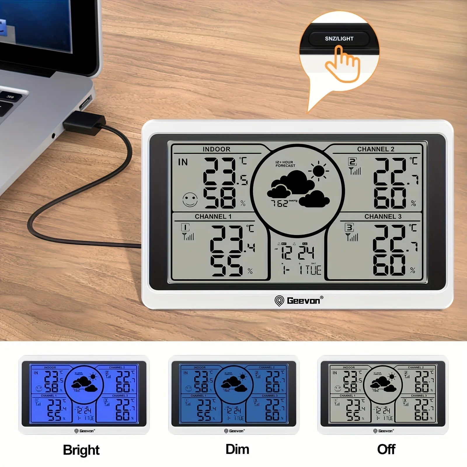Geevon Weather Station Indoor Outdoor Thermometer