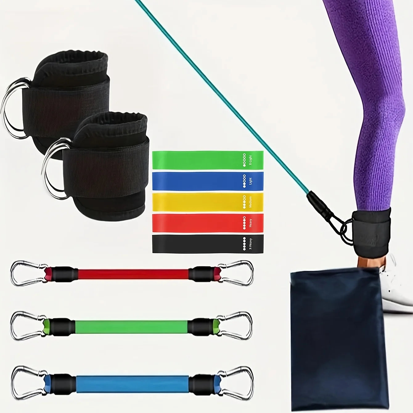 Home Gym Leg Hip Toning Resistance Band Exercise Set