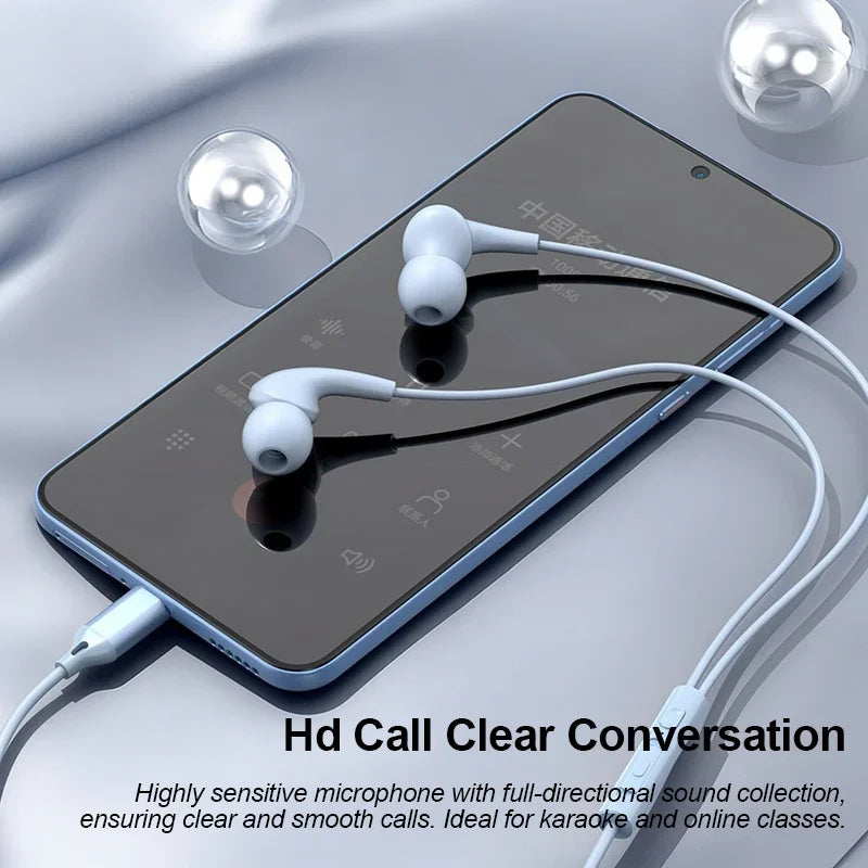 Type C 3.5mm Wired Headphones 9D HiFi In Ear Earphone Digital Chip Game Headset For iPhone Samsung Huawei Xiaomi With microphone