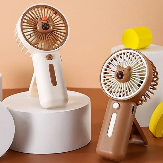 Mini Fan with High Wind Power, Portable Capibala Handheld Fan, USB Charging, 3-speed Wind Speed, Summer Cooling