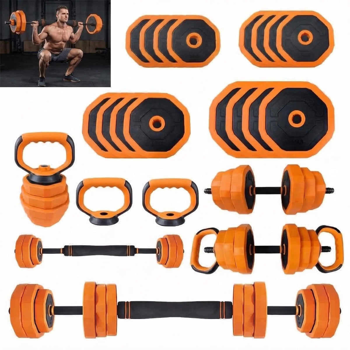 Adjustable Dumbbell Set With Secure Barbell Connector