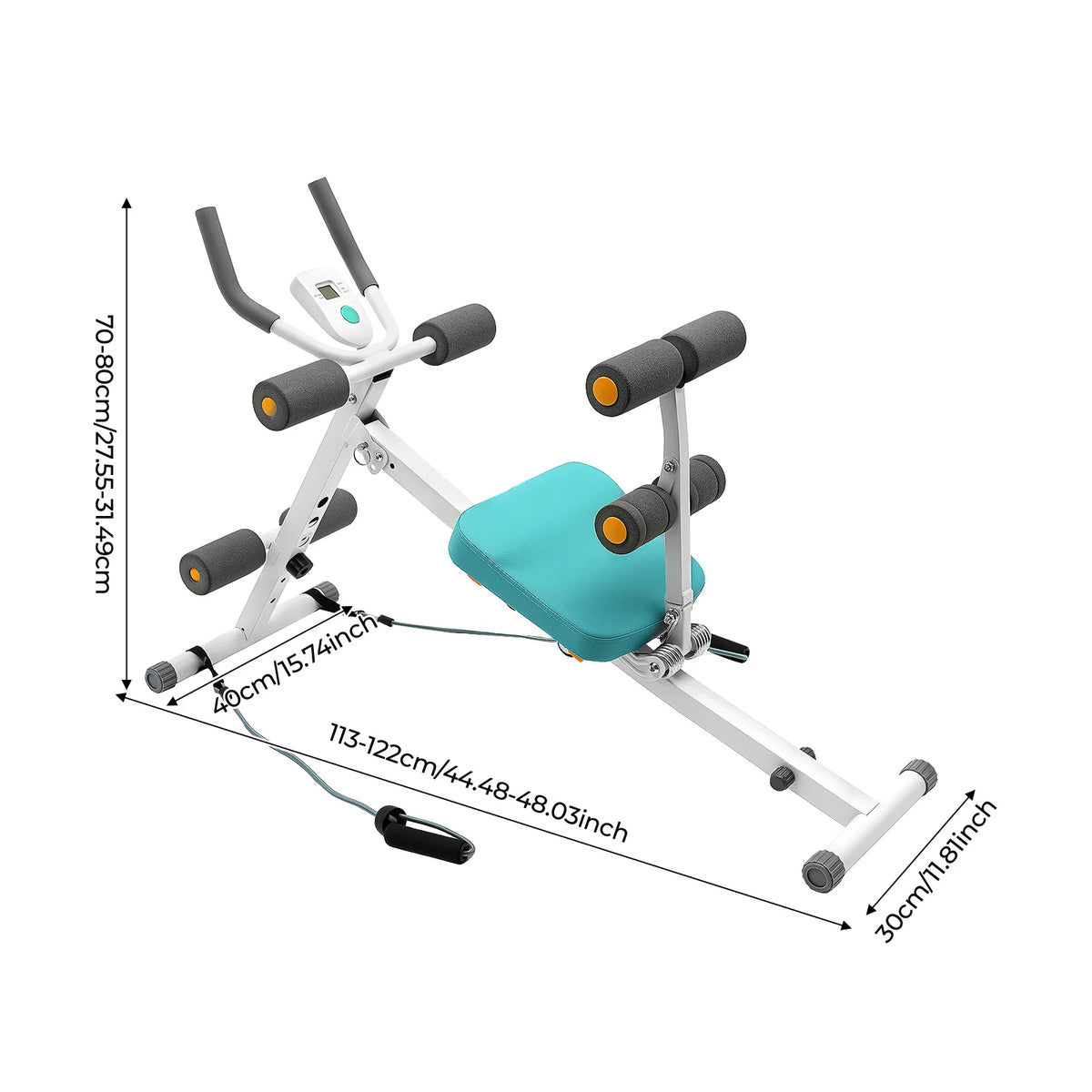 Adjustable Ab Workout Bench With Resistance Bands And LCD Display