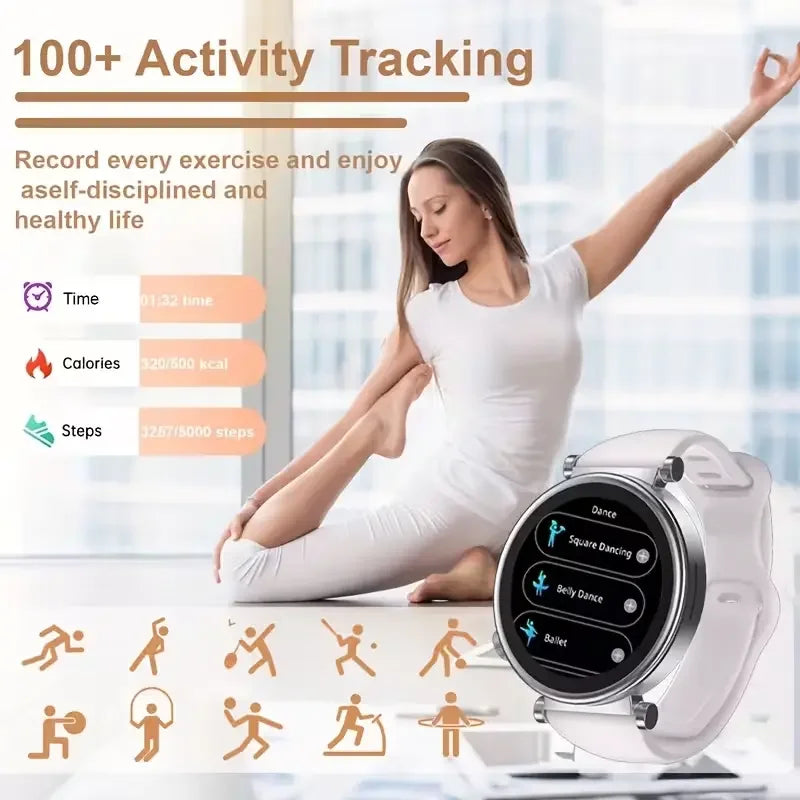 Smart Watch for Women, Fitness Tracker & Activity Tracker with Bluetooth Calls (Answer/Make), 1.8" HD/AMOLED Smartwatch for iOS/Android, 100+ Sport Modes, IP67 Waterproof, Heart Rate/SpO2/Sleep Monitor, 7 Bands