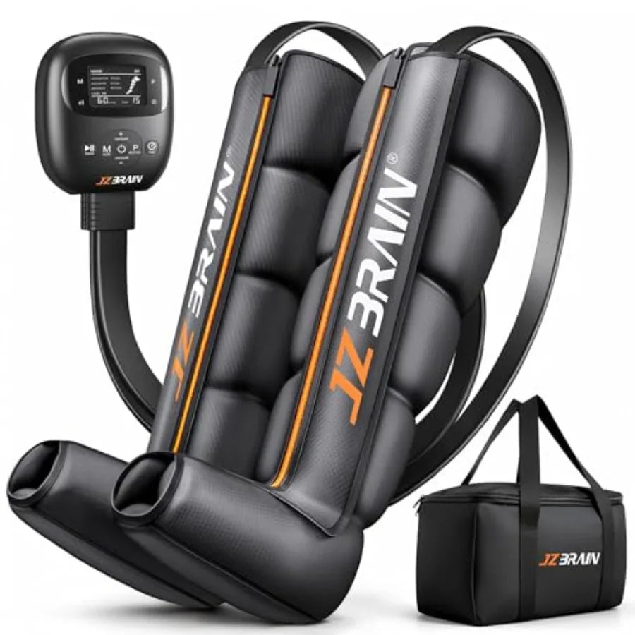 Athletes' leg compression massager for circulation recovery: cordless air compression boots with 6 modes, 8 intensity levels, m