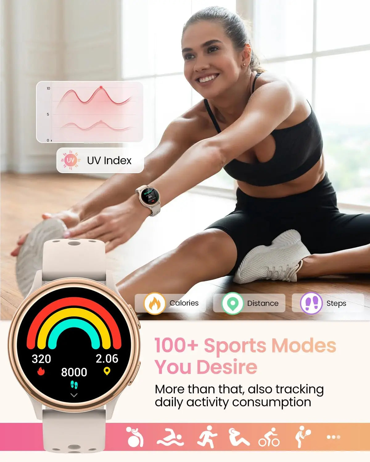 Bran Smart Watch Women Fitness Tracker With 400 Watch Faces iPhone And Android