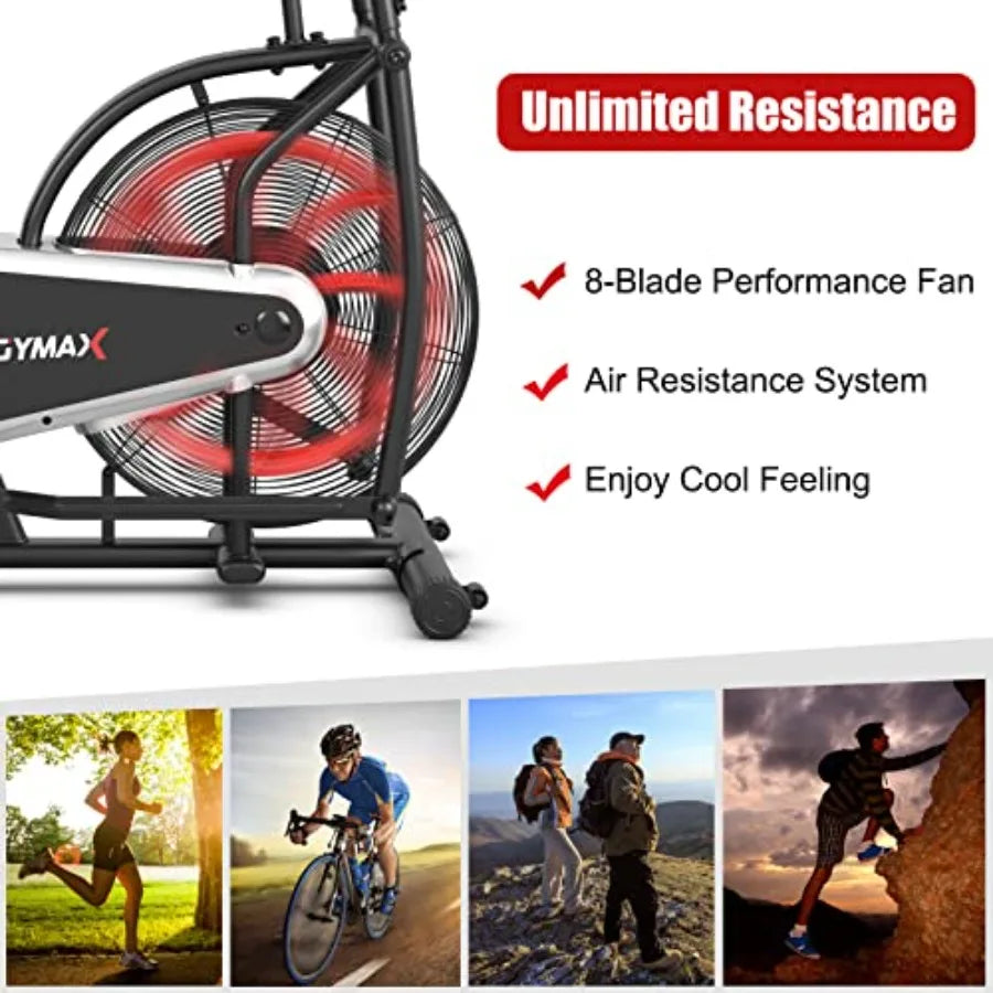 Air Resistance Upright Exercise Bike with LCD Monitor for Home