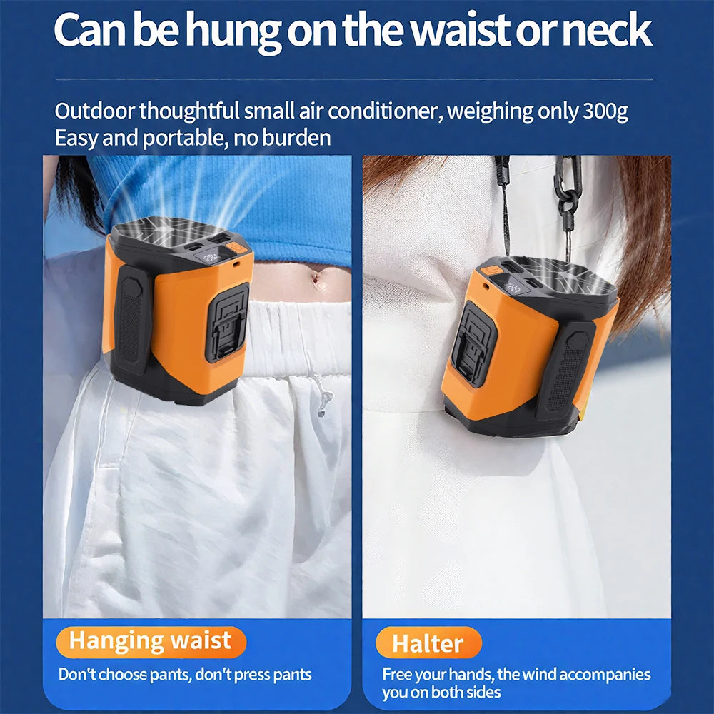 Portable Waist Fan With Strong Airflow For Travel And Camping