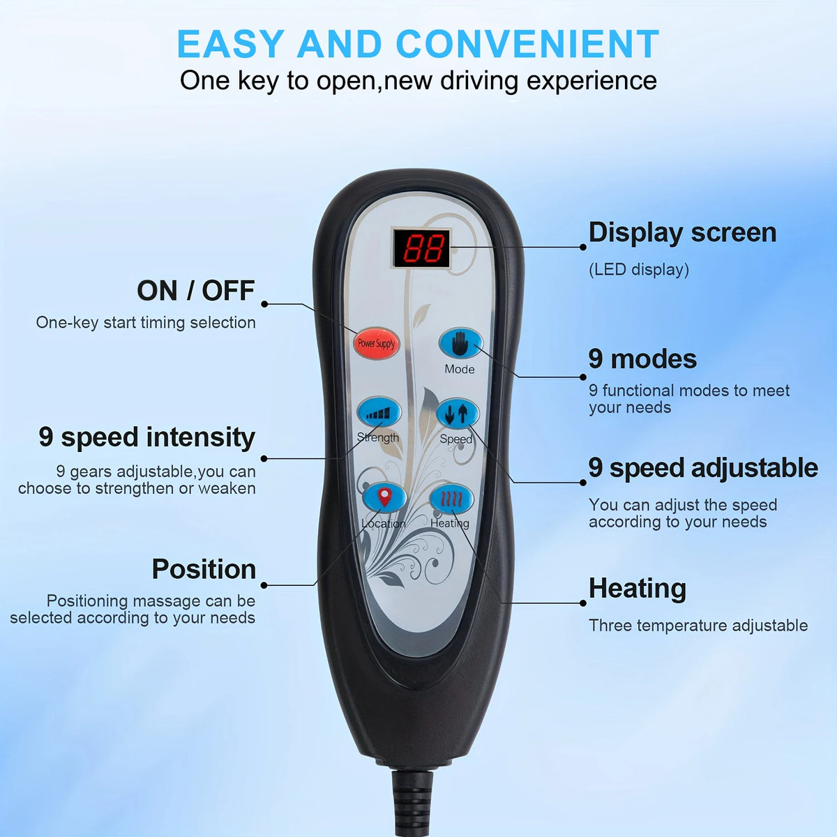 Massage Chair Pad with Heat, Back Massager Seat Cushion