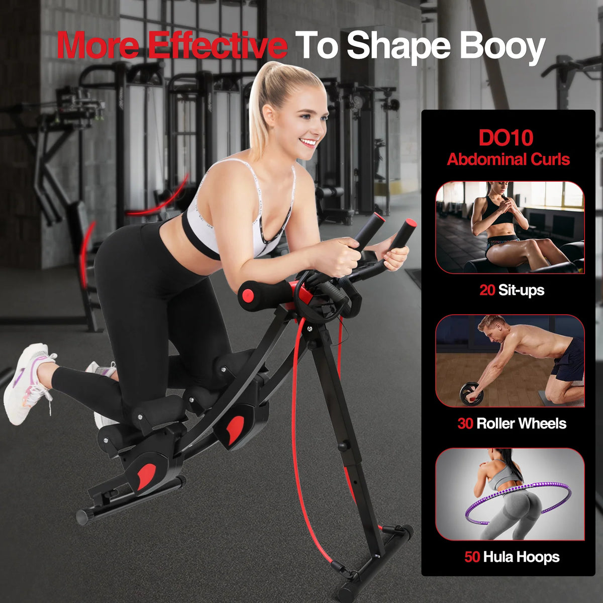 Dual Track Abdominal Trainer With Resistance Bands And LCD Display