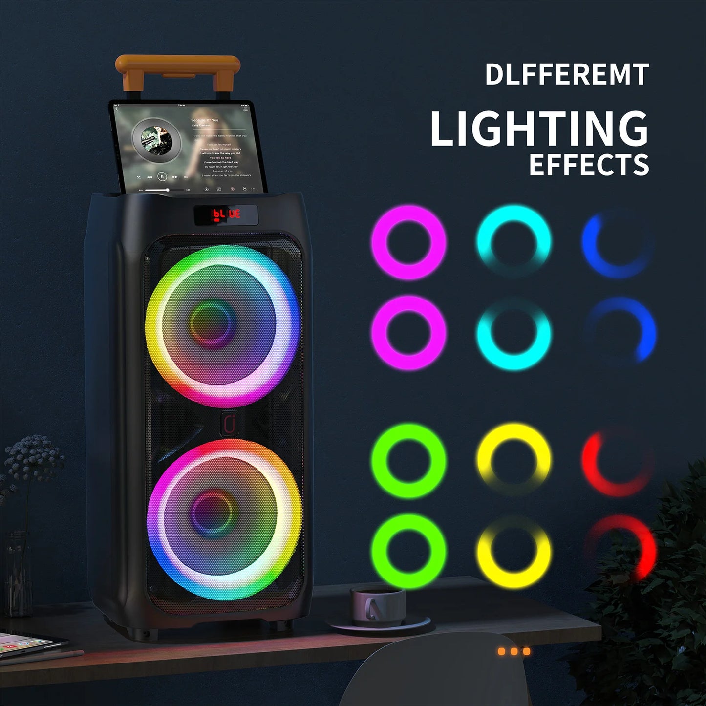 FanFun Karaoke Machine Bluetooth PA System 500W Peak DJ Lights