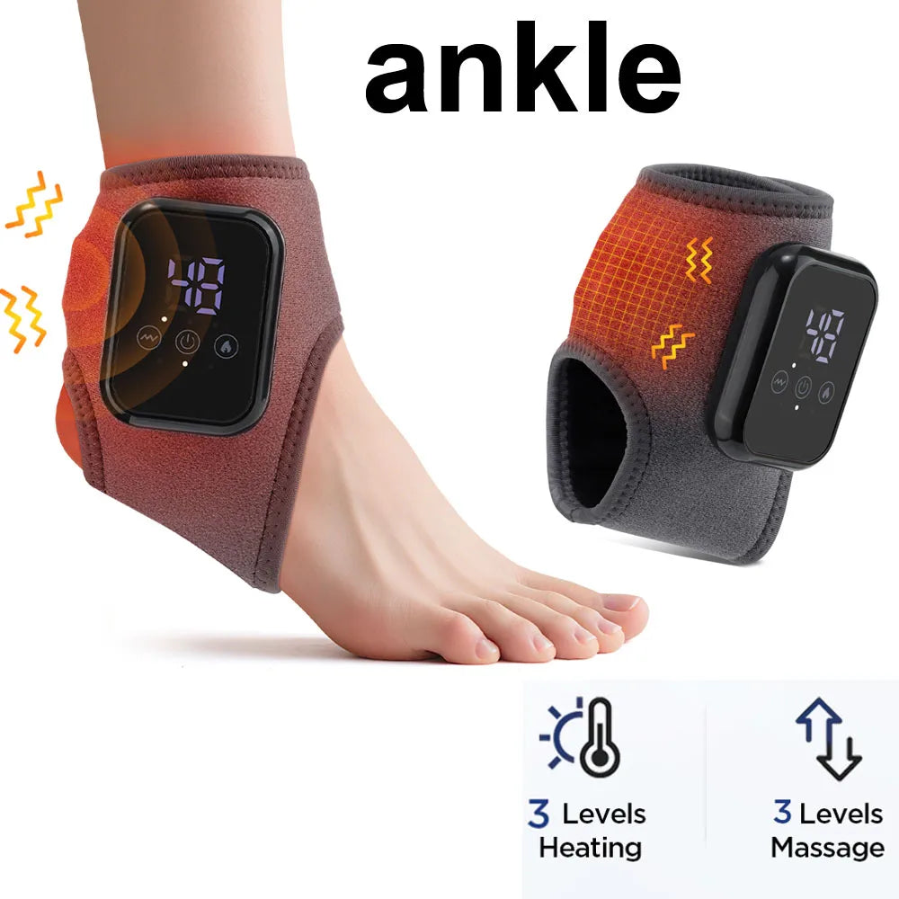Heating Ankle Massage Belt Electric Hot Compress Vibration Massage Foot Ankle Guard Band Support Brace